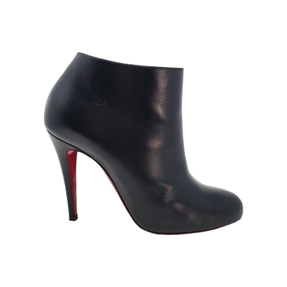 Christian Louboutin Belle 100 Ankle Boots Calf Leather Red-Sole Black Size 39